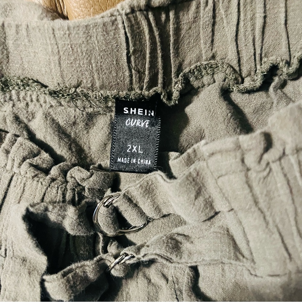Olive Green Paperbag Shorts - Picture 2 of 2